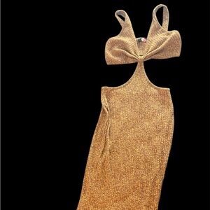 Lovely Day Gold Backless Knit Dress